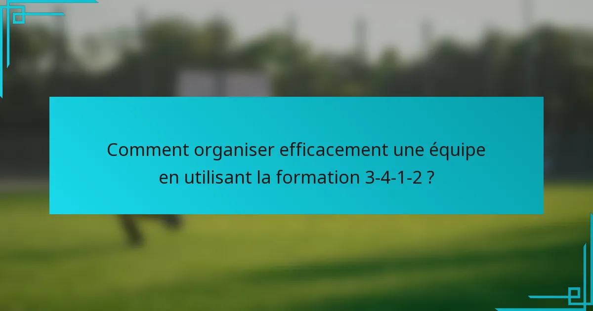 Comment organiser efficacement une équipe en utilisant la formation 3-4-1-2 ?