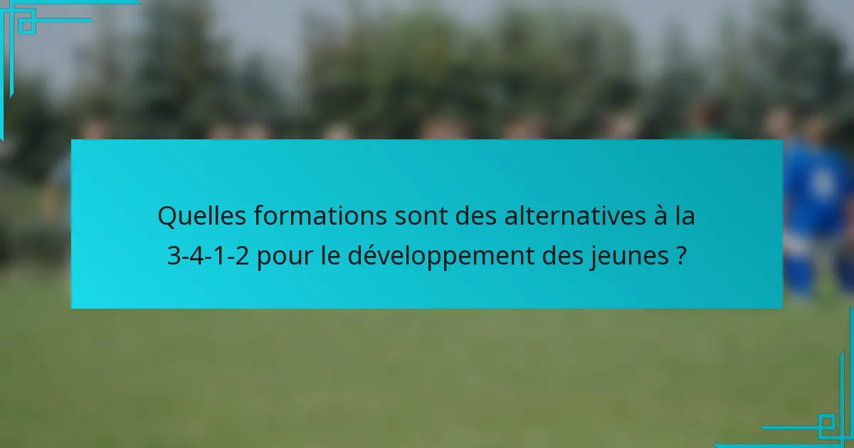 Quelles formations sont des alternatives à la 3-4-1-2 pour le développement des jeunes ?