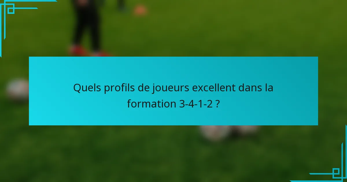 Quels profils de joueurs excellent dans la formation 3-4-1-2 ?