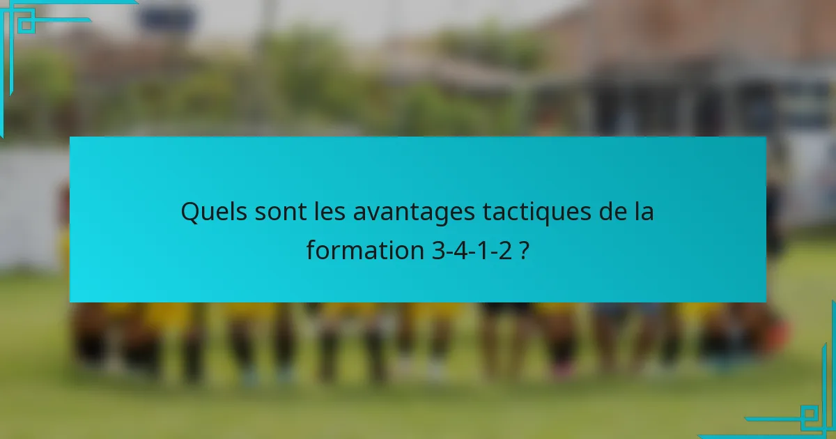 Quels sont les avantages tactiques de la formation 3-4-1-2 ?