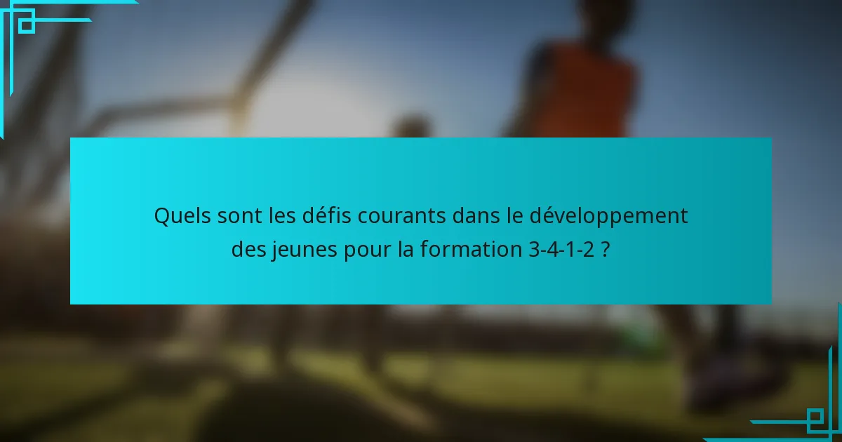 Quels sont les défis courants dans le développement des jeunes pour la formation 3-4-1-2 ?