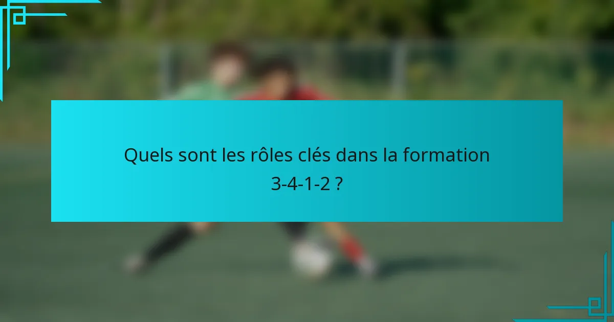 Quels sont les rôles clés dans la formation 3-4-1-2 ?