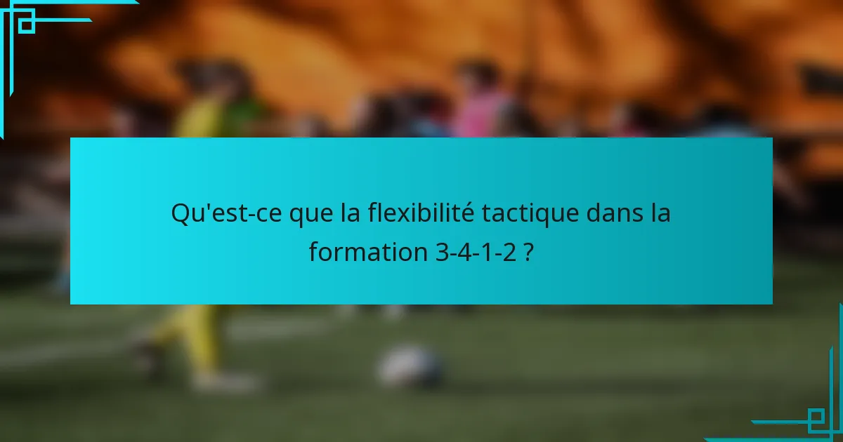 Qu'est-ce que la flexibilité tactique dans la formation 3-4-1-2 ?